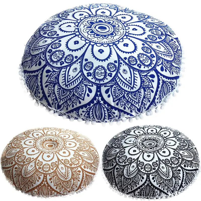 Coussin Rond Marocain Bohème - 35x10 Cm, Tissu Polyester Doux, Décoration Canapé, Chaise, Sol