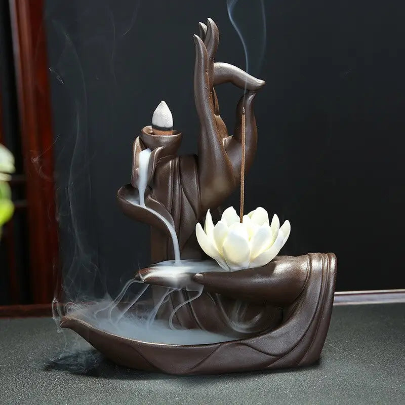 Fontaine à encens Main de Bouddha - Lotus