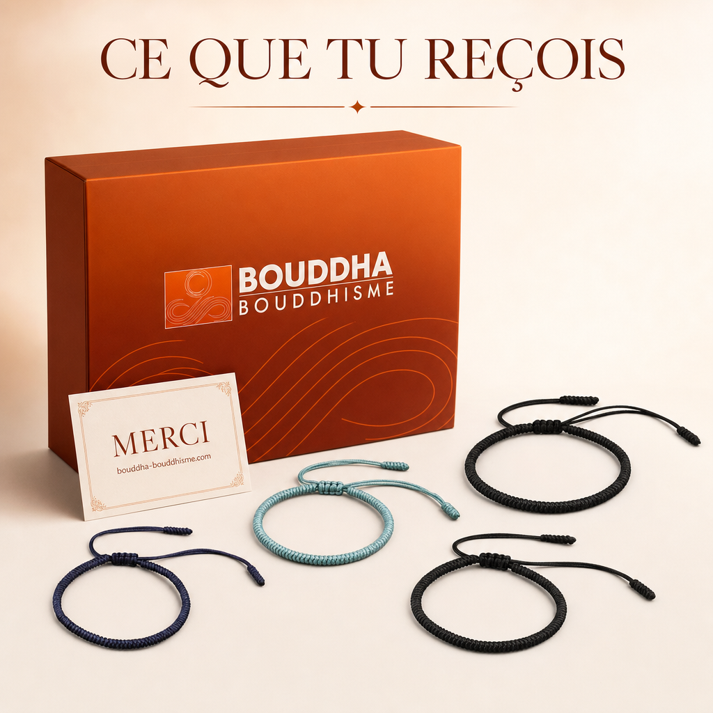 Bracelet Tibétain Noir : packaging concept (non contractuel)