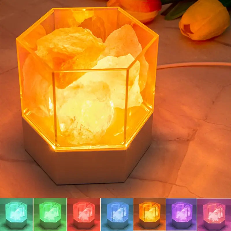 Lampe Cristal de Sel - Lumière colorée