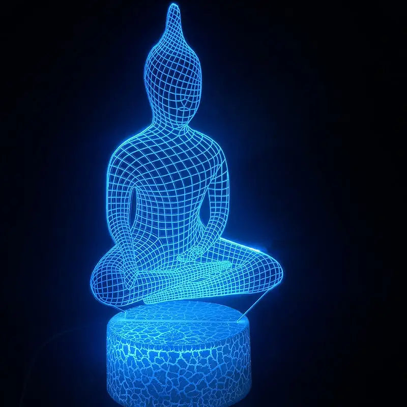 Lampe de Chevet Bouddha - Socle craquelé / 7 couleurs