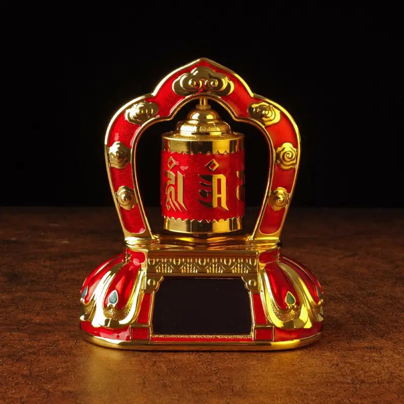 Moulin à prières Ornements auspicieux - Rouge