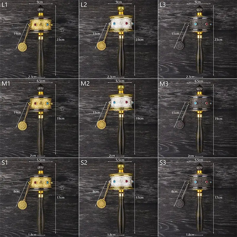 Moulin à prières tibétain avec cristaux