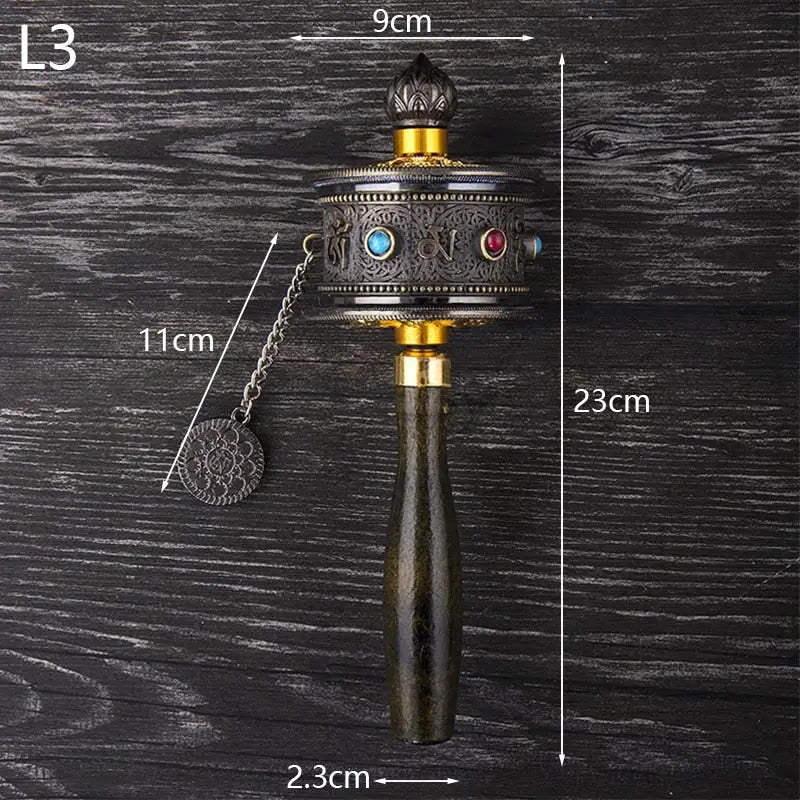 Moulin à prières tibétain avec cristaux - L3