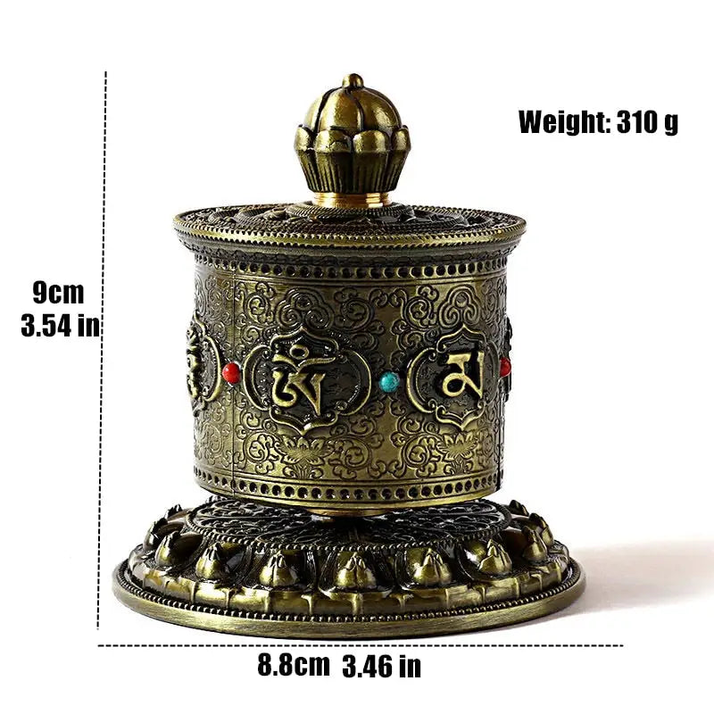 Moulin à prières tibétain Gravé - Bronze