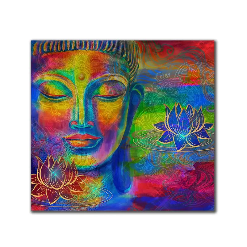 Peinture multicolore de Bouddha - 20x20cm Unframed / JZ457