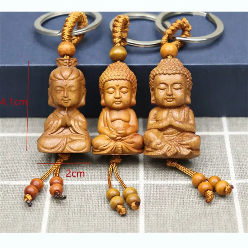 Porte-clés petit Bouddha en bois
