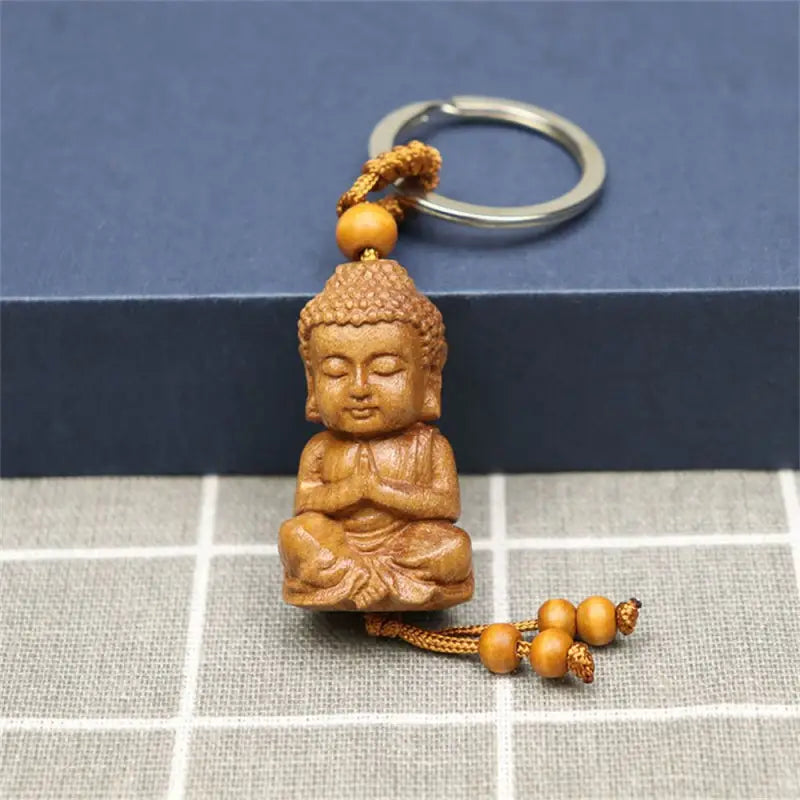 Porte-clés petit Bouddha en bois - Spirituel