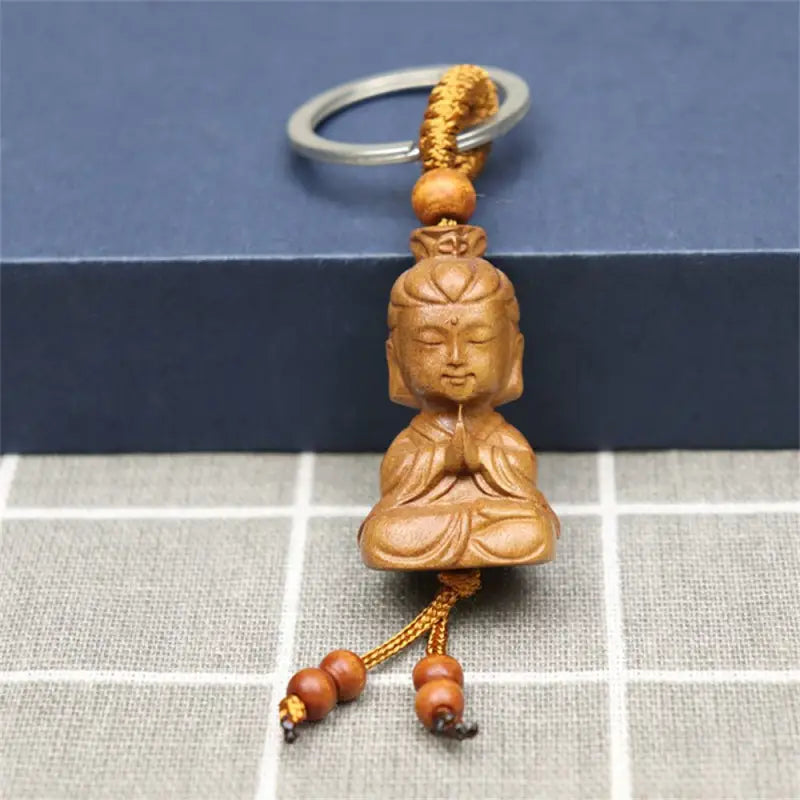 Porte-clés petit Bouddha en bois - Zen