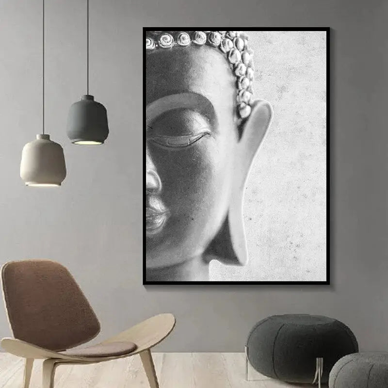 NOHF Poster Zen Stature de Bouddha - Art mural rétro esthétique -  Décoration de chambre et de bureau - 50 x 75 cm - Style cadre