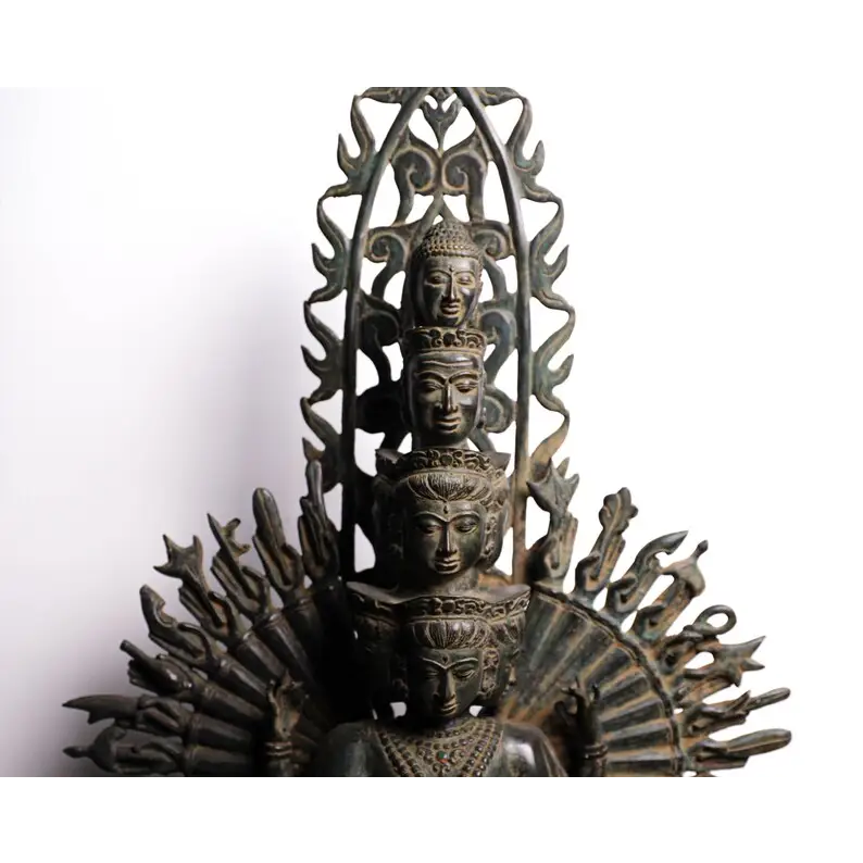 Statue Avalokiteshvara Sahasrabhuja bronze 53cm - VERT FONCÉ