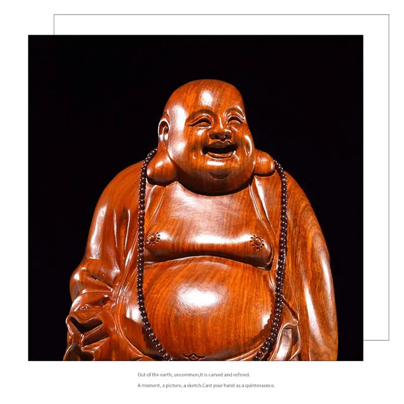 Statue Bouddha Rieur Maitreya Bois massif