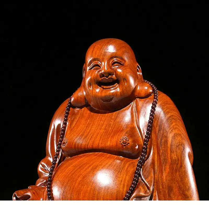 Bouddha Rieur en Bois - Statuette Bouddhiste en Bois - Spiritualis