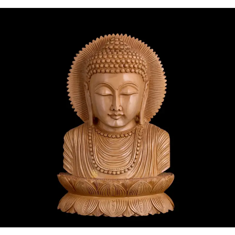 Statue de buste de bouddha en bois 26cm