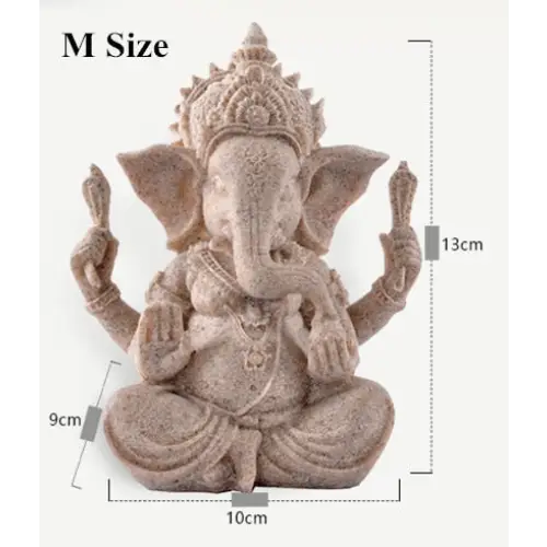 Statue de Dieu éléphant Ganesh en pierre de grès - 13*10*9cm
