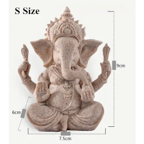 Statue de Dieu éléphant Ganesh en pierre de grès - 9*7.5*6cm