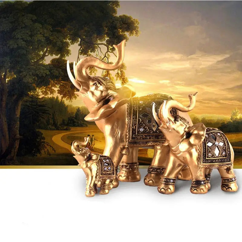 Statue d’éléphant d’Asie dorée