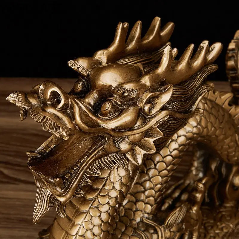 Statue Dragon Dorée en résine
