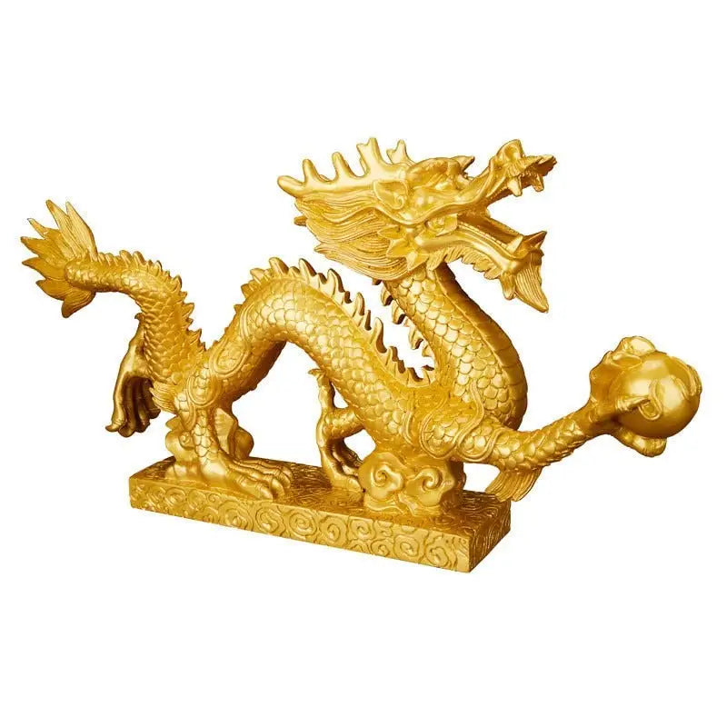 Statue Dragon Dorée en résine