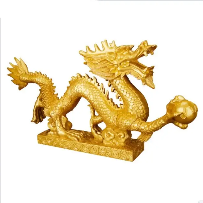 Statue Dragon Dorée en résine - Or / 14x3.5x9cm