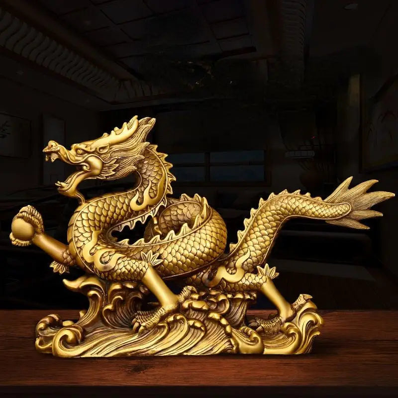 Statue Dragon Feng Shui en Cuivre