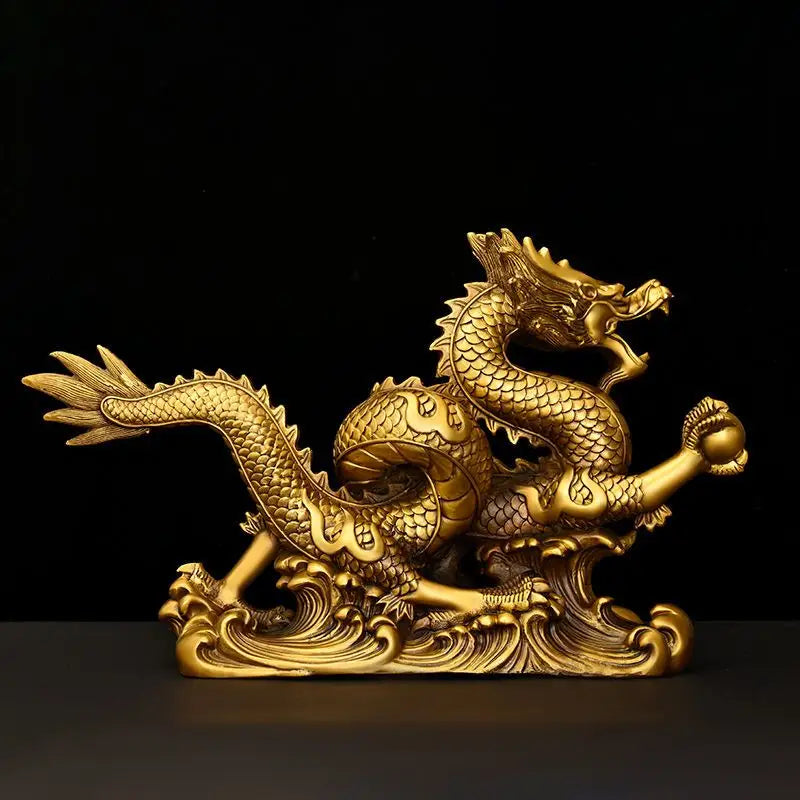 Statue Dragon Feng Shui en Cuivre