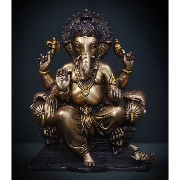 Statue Ganesh Dieu Hindou en Laiton