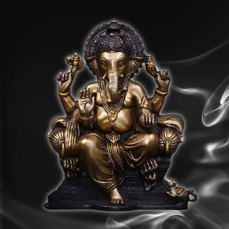 Ganesh-Hindu-Gottstatue aus Messing