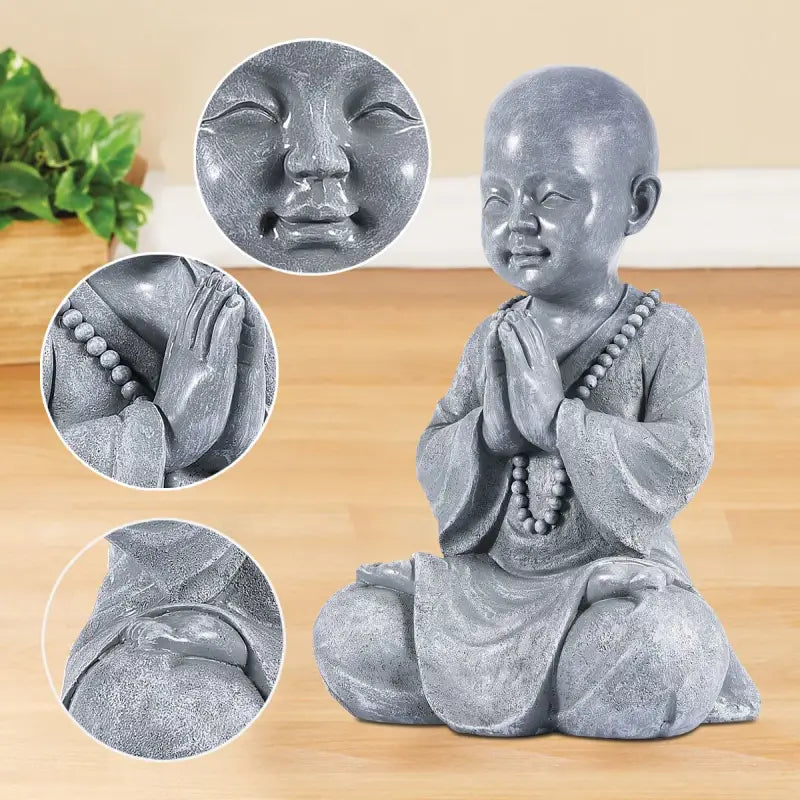 Statue petit moine en méditation