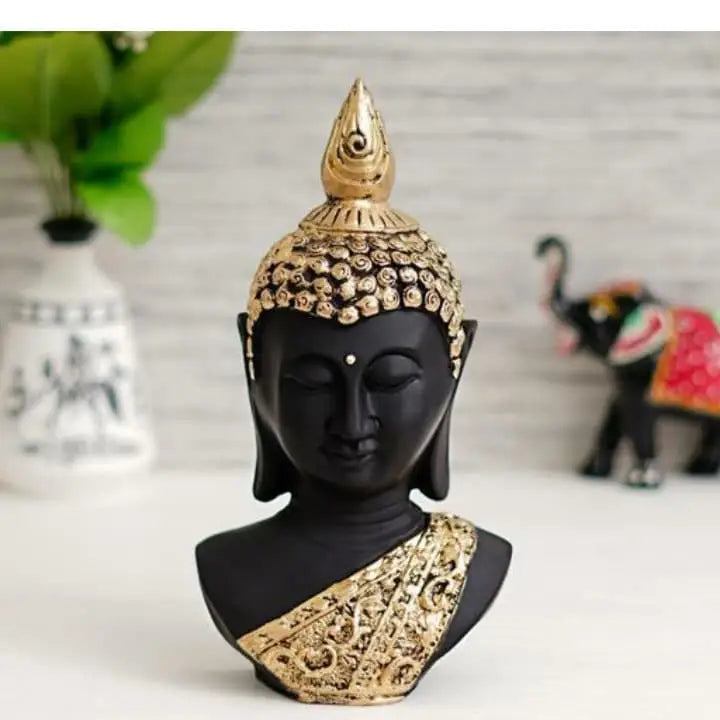 Statue tête de Bouddha noir