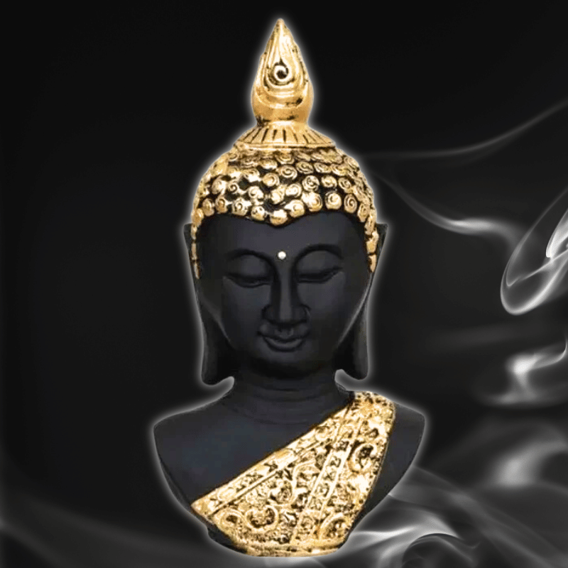 Statue tête de Bouddha noir