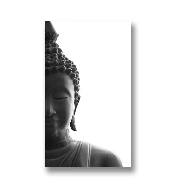Tableau tête de bouddha noir et blanc - 20X35cm Unframed /