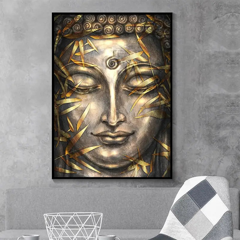 Tableau tête de bouddha Or