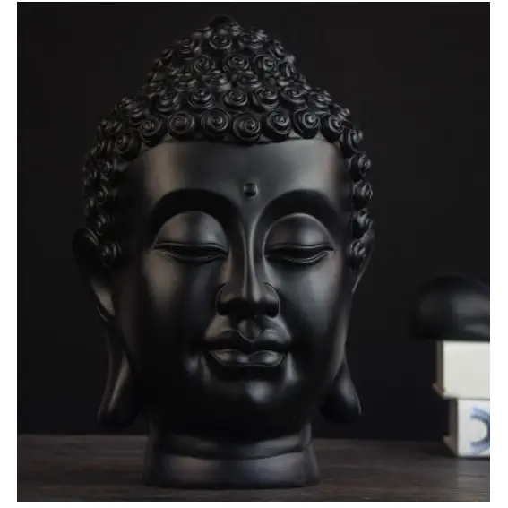 Tête de Bouddha Chinois - Noir / 20CM