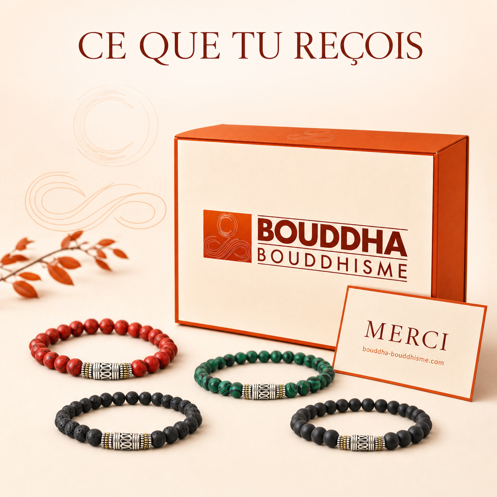 Bracelet Tibetain Jaspe Rouge : packaging concept (non contractuel)